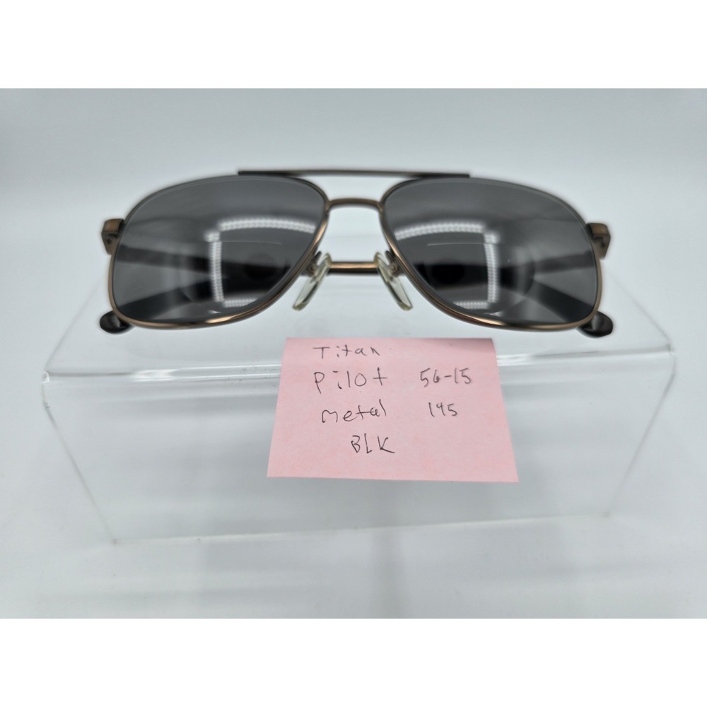 Vtg TITAN Titanium Black Pilot Metal Sunglasses FRAMES ONLY - 56[]15‎ 145